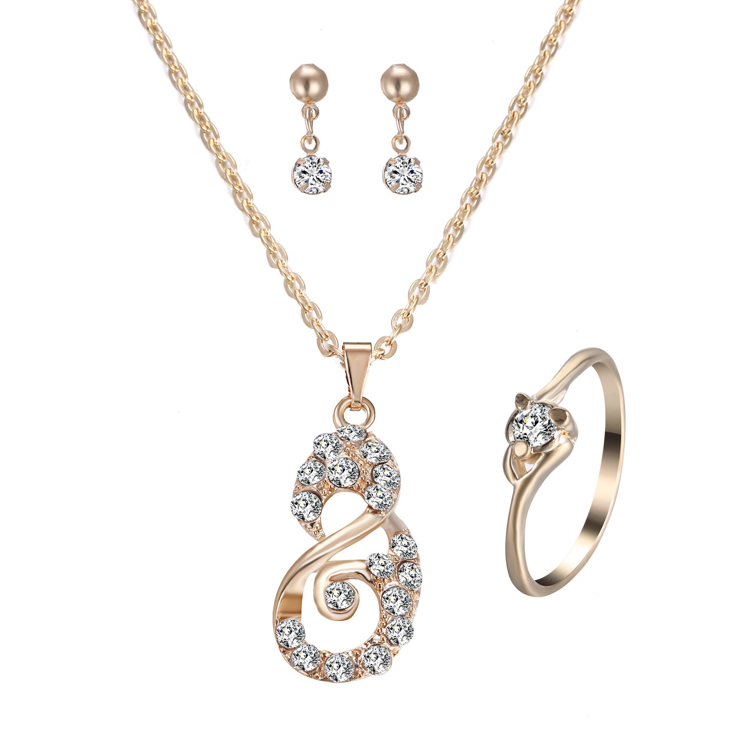 Heart Pendant Jewelry Set Rhinestone - The Snarky Pirate