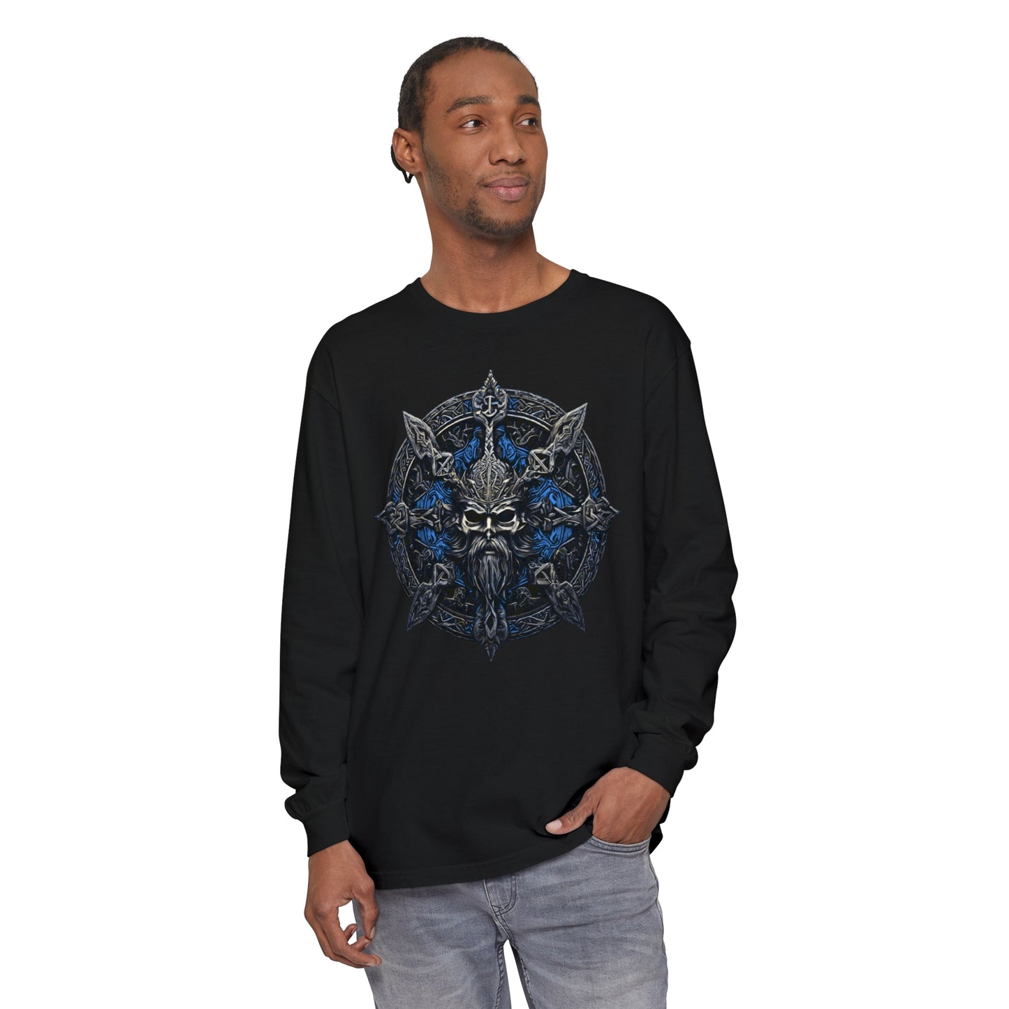 Blue Viking Long Sleeve T-Shirt - The Snarky Pirate