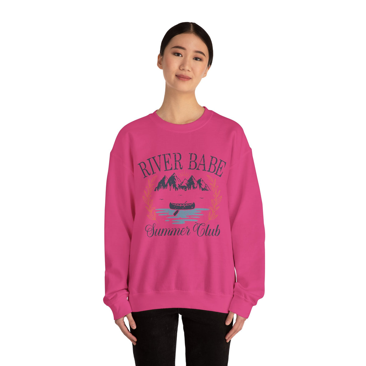 River Babe Crewneck Sweatshirt — Vintage Canoe Lake Design