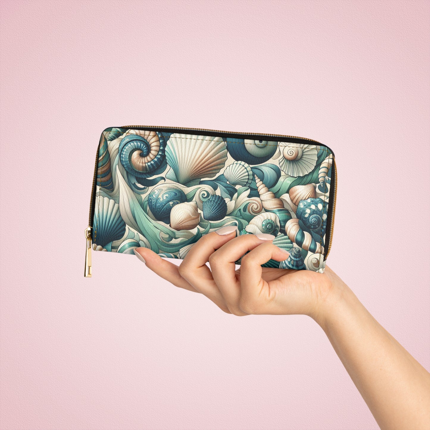 Zipper Wallet - Abstract Sea Shell Pattern - The Snarky Pirate