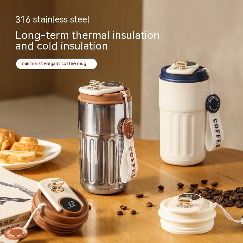 Smart Digital Thermal Bottle Portable Coffee Mug Stainless Steel Water Bottle In-Car Insulated Cup Keep Cold Vacuum Flasks 450ml - The Snarky Pirate