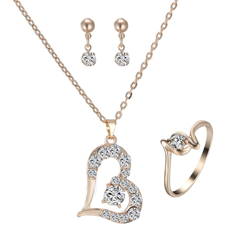 Heart Pendant Jewelry Set Rhinestone - The Snarky Pirate