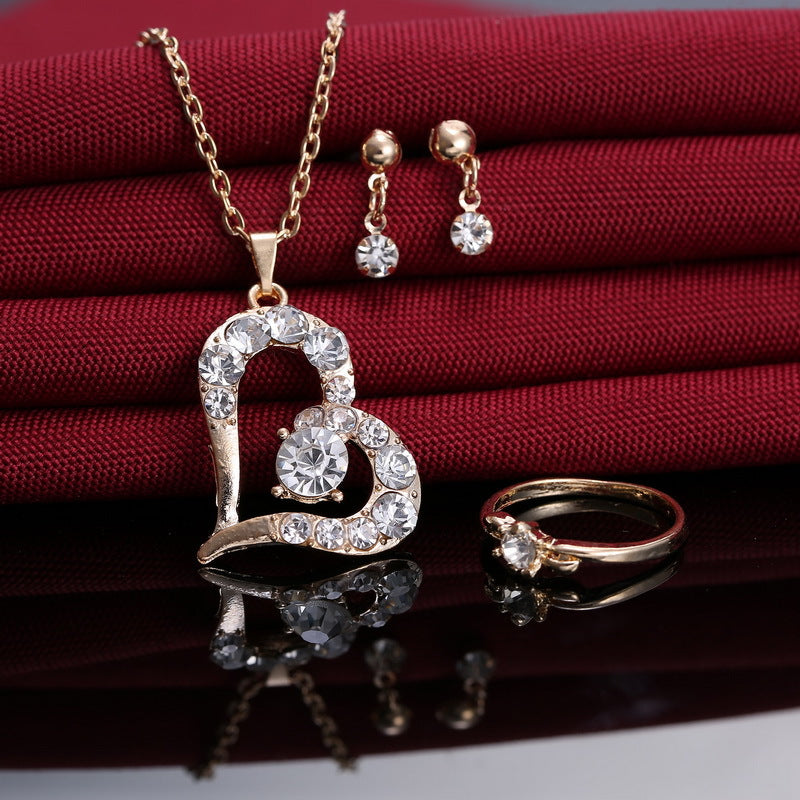 Heart Pendant Jewelry Set Rhinestone - The Snarky Pirate
