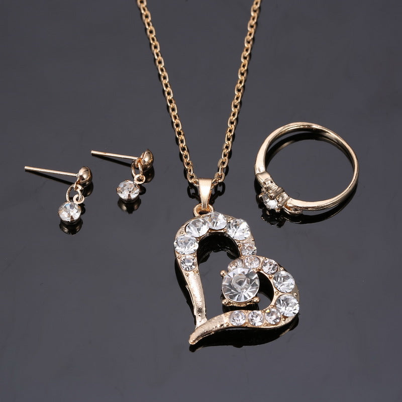 Heart Pendant Jewelry Set Rhinestone - The Snarky Pirate