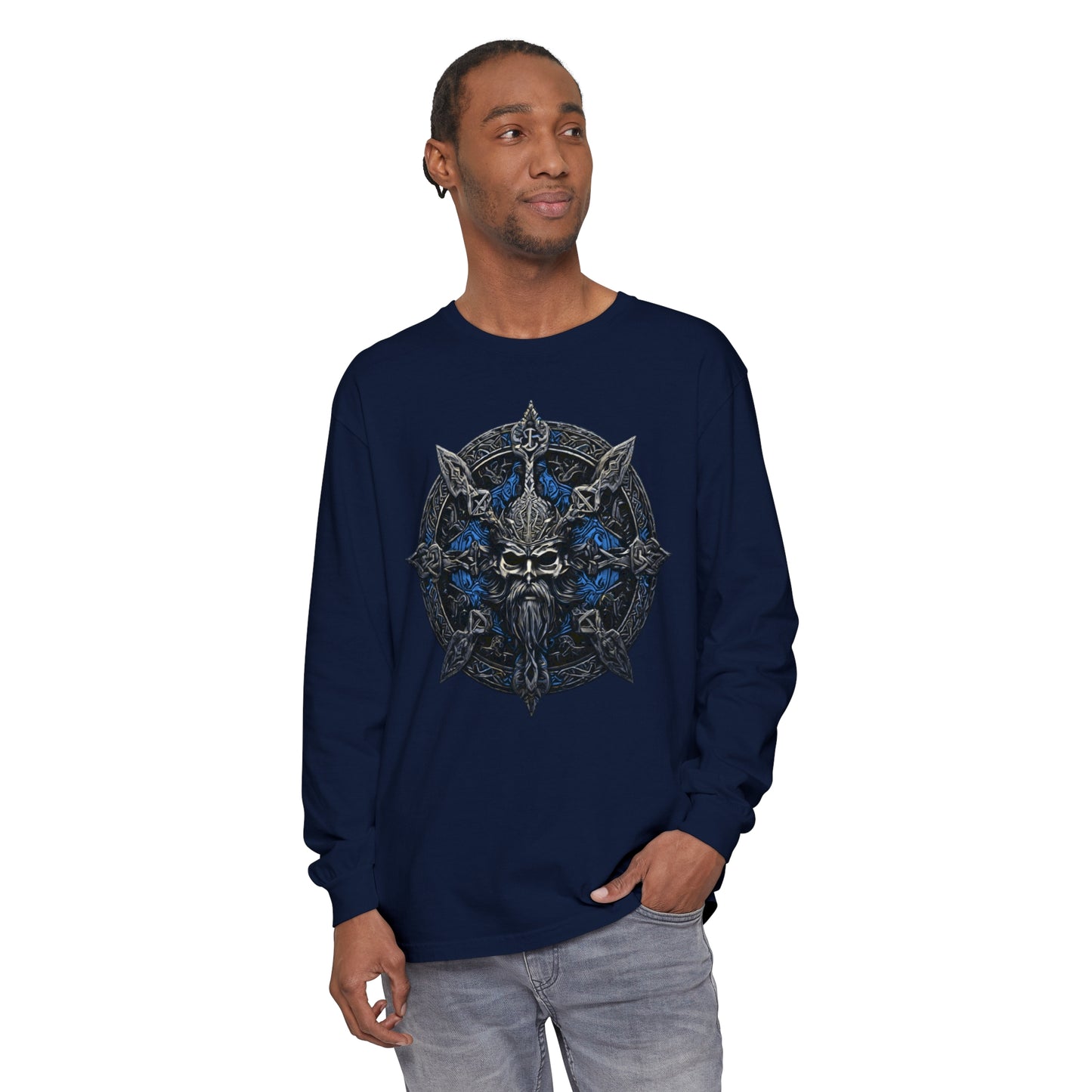 Blue Viking Long Sleeve T-Shirt - The Snarky Pirate
