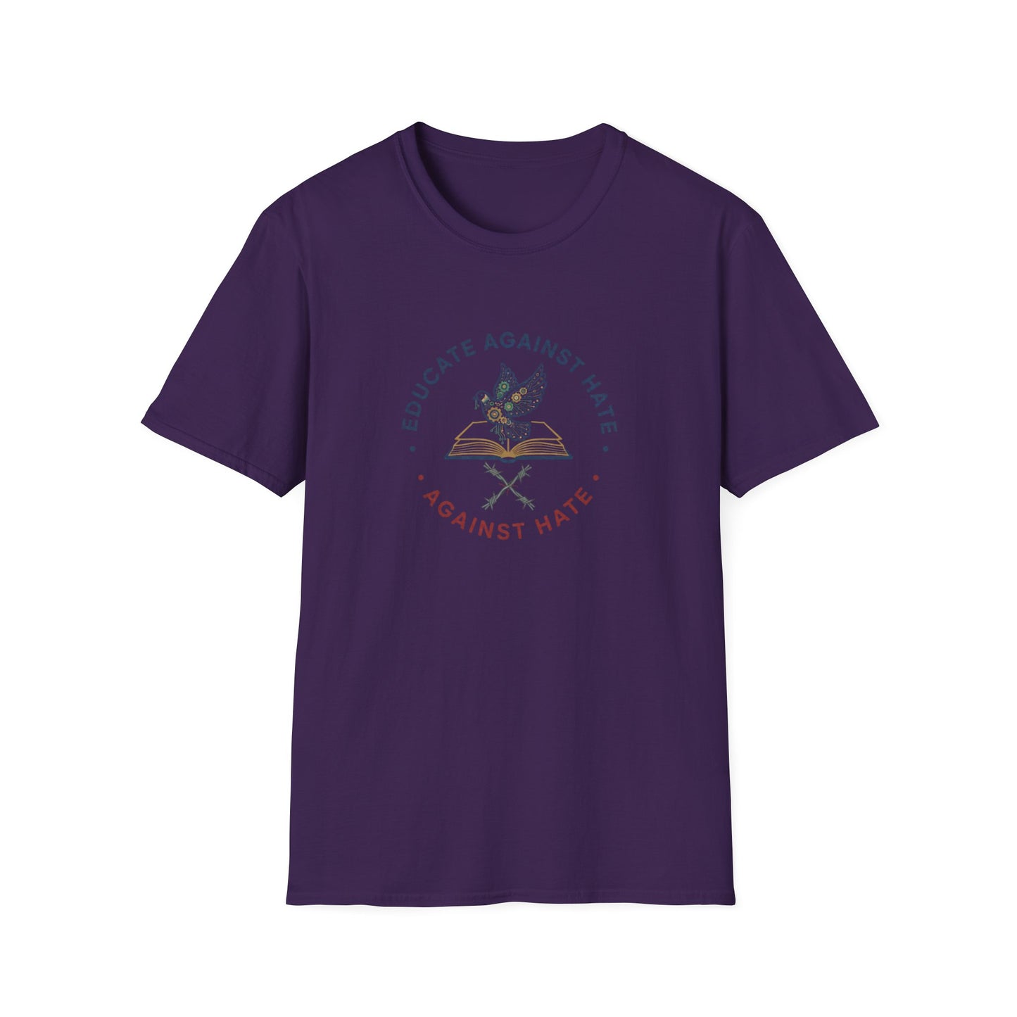 Educate Against Hate Unisex Softstyle T-Shirt, Soft Cotton Tee, Social Justice Apparel, Positive Message Shirt, Gift for Activists