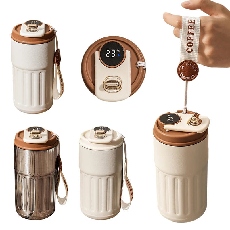 Smart Digital Thermal Bottle Portable Coffee Mug Stainless Steel Water Bottle In-Car Insulated Cup Keep Cold Vacuum Flasks 450ml - The Snarky Pirate