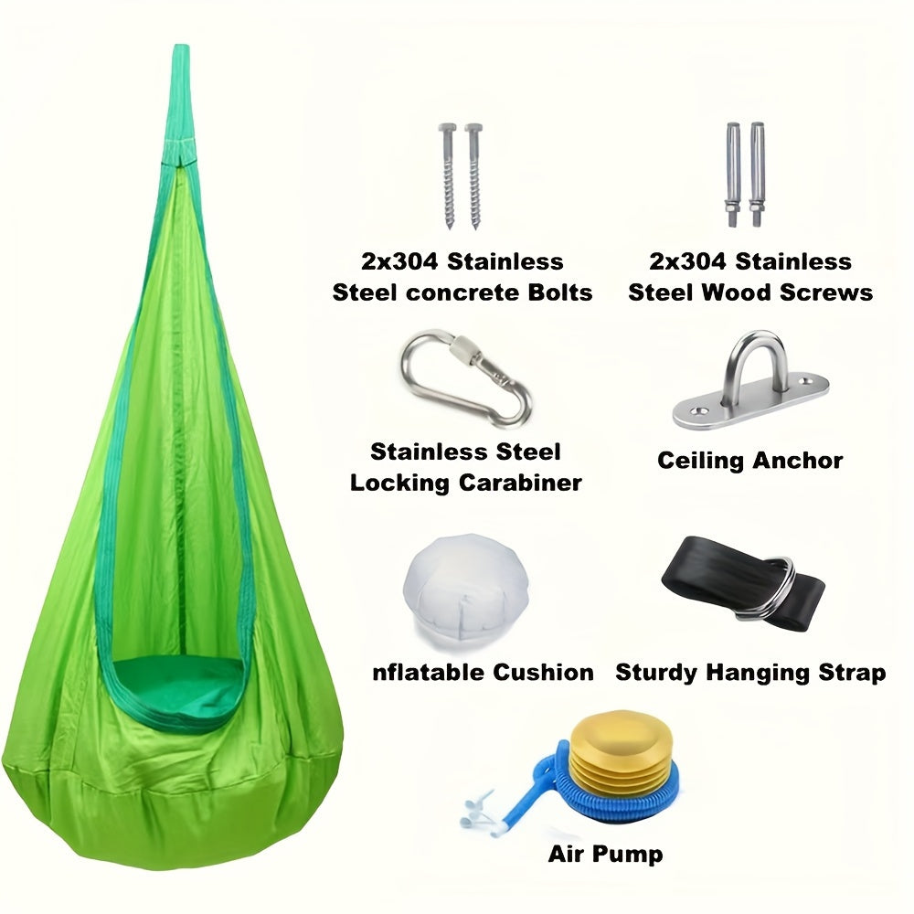 1pc Hanging Swing Chair With Inflatable Pad, Hanging Hammock Cocoon, Indoor And Outdoor Fun, Reading Nook.