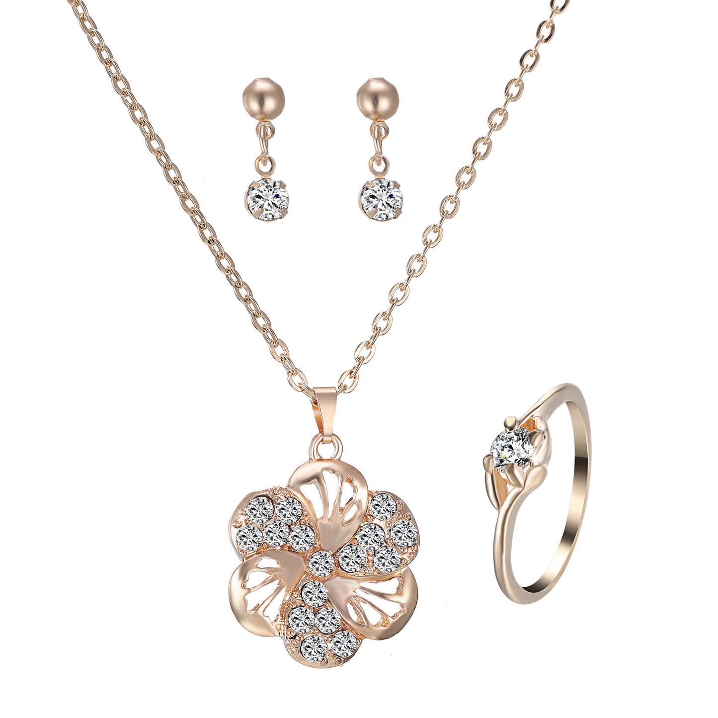 Heart Pendant Jewelry Set Rhinestone - The Snarky Pirate