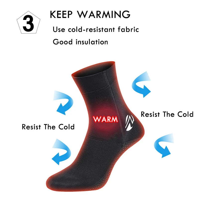 1 Pair New 3mm Neoprene Diving Socks Non-slip Adult Warm Patchwork Wetsuit Shoes Diving Surfing