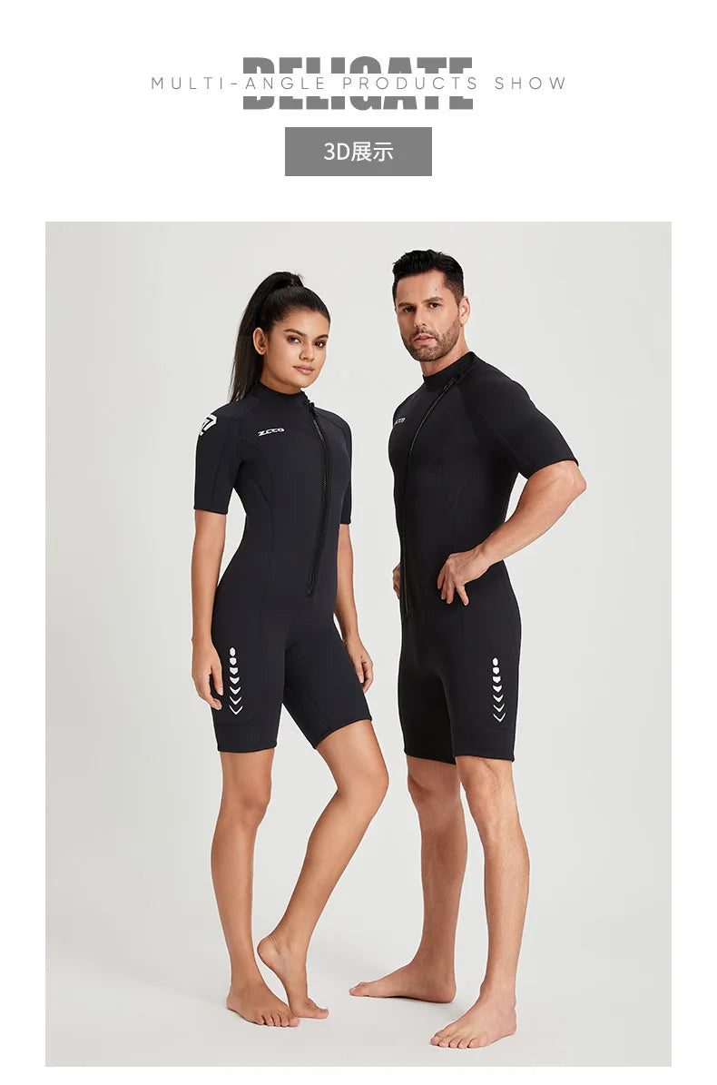 3mm- Women's Short Sleeved Shorts Diving