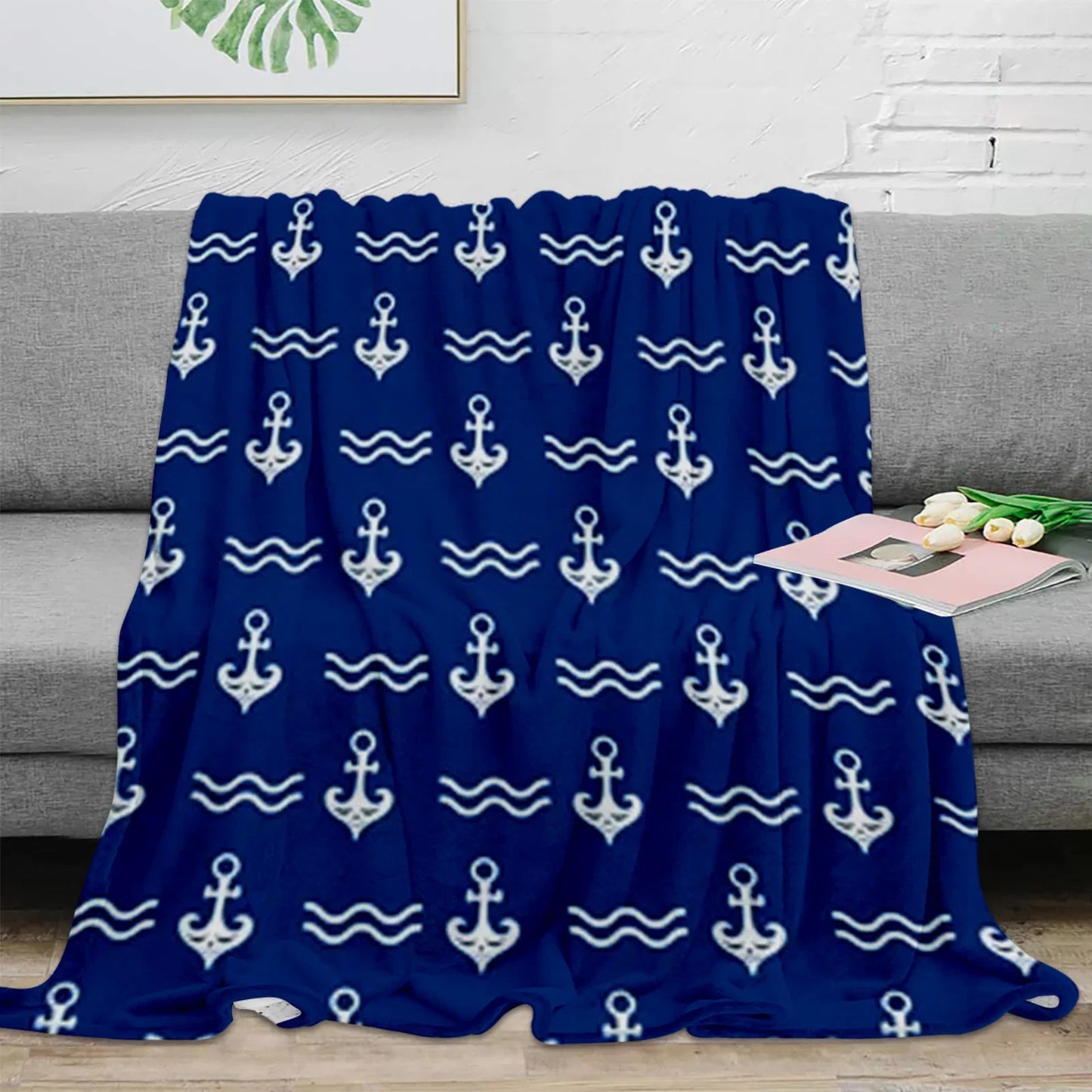 Nautical Anchor Flannel Blanket - Soft, Portable, Stylish