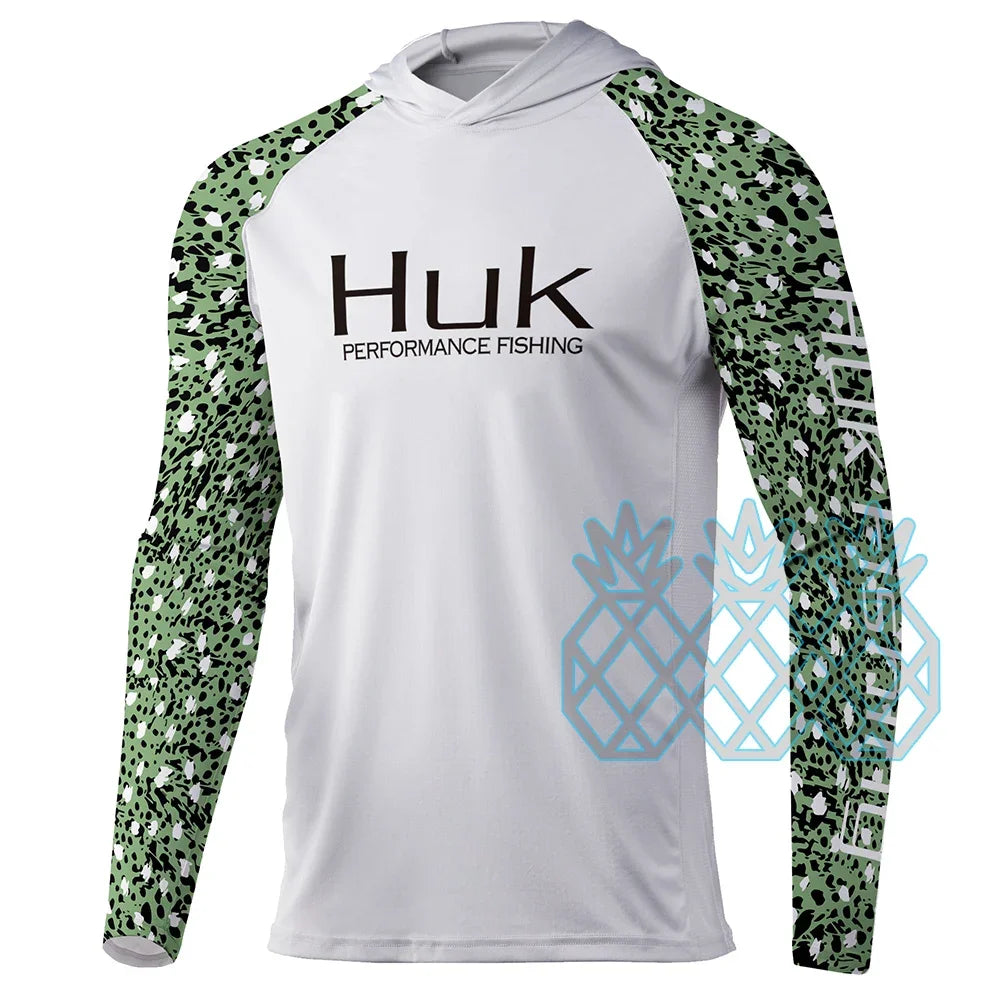 HUK Performance Fishing Shirts Men Long Sleeve Hoodie Fishing Tops Outdoor Sports Uv Protection UPF 50+ Breathable Fishing Wear