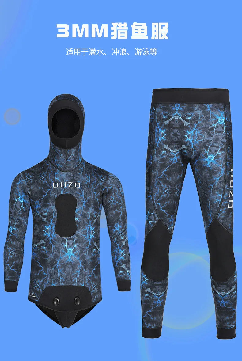 3mm Neoprene Camo Wetsuits - Perfect for Diving, Spearfishing, and Water Sports