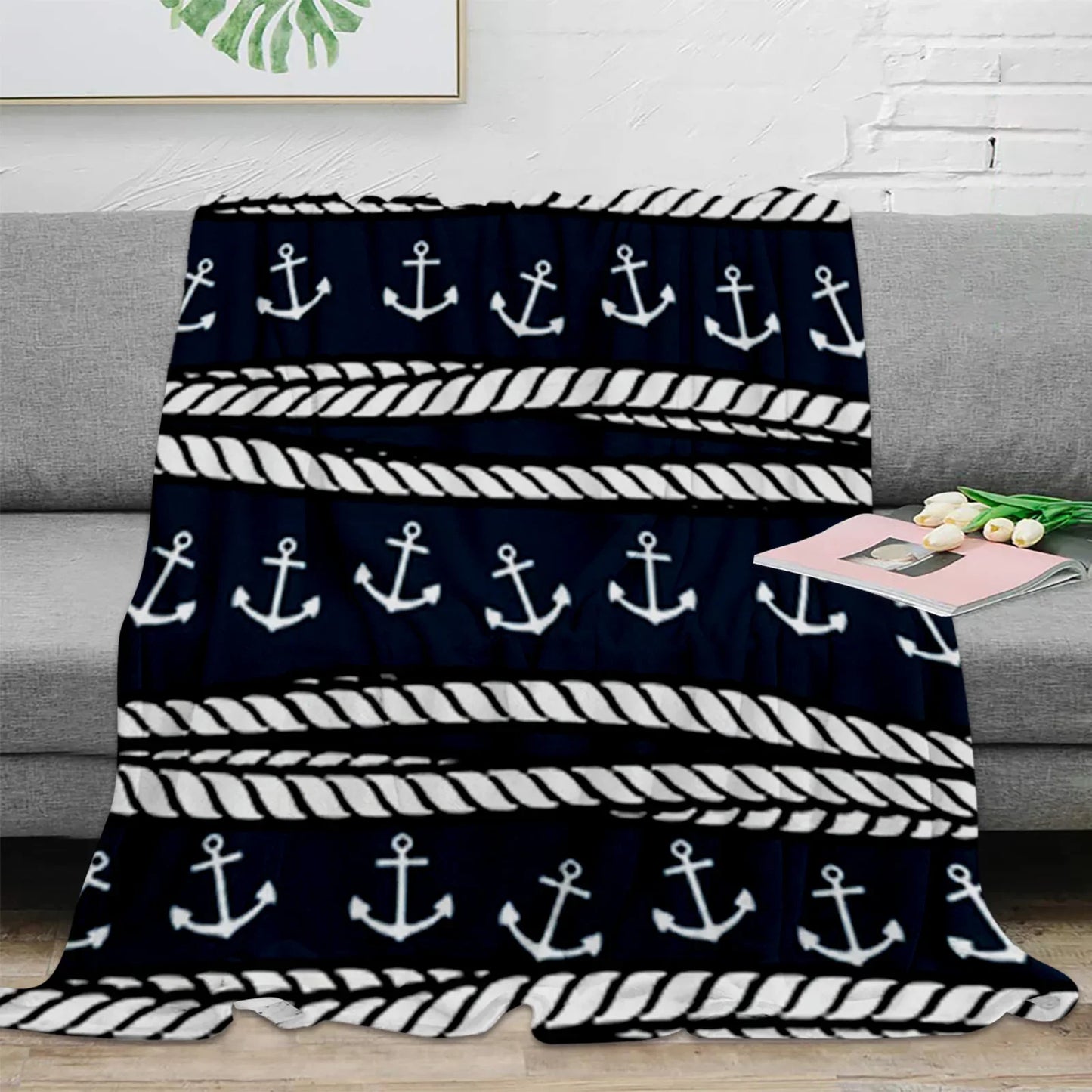 Nautical Anchor Flannel Blanket - Soft, Portable, Stylish