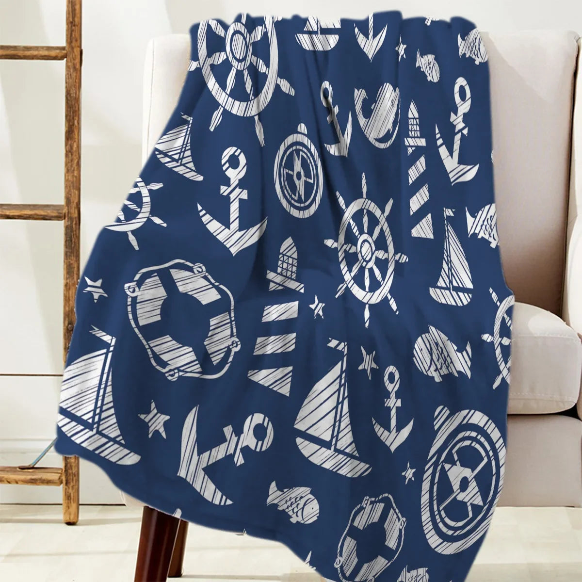 Nautical Anchor Flannel Blanket - Soft, Portable, Stylish