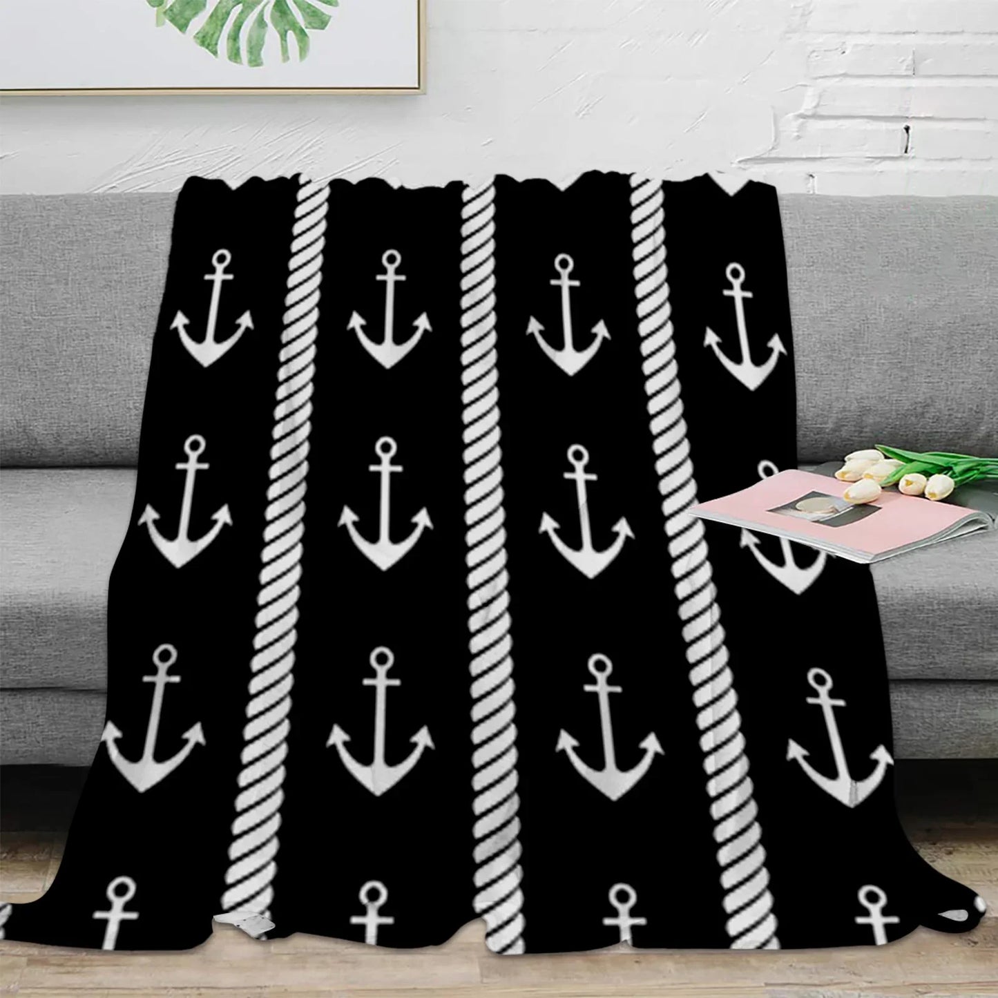Nautical Anchor Flannel Blanket - Soft, Portable, Stylish