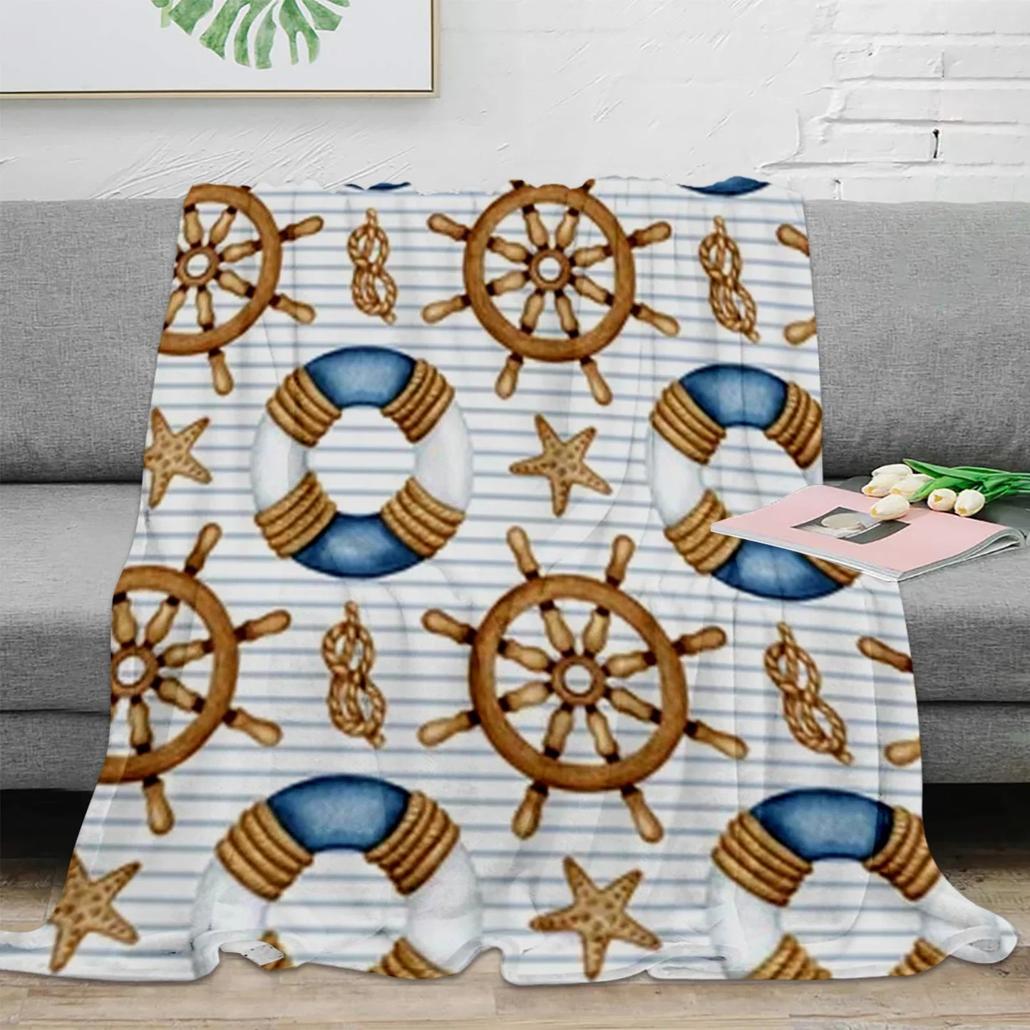 Nautical Anchor Flannel Blanket - Soft, Portable, Stylish