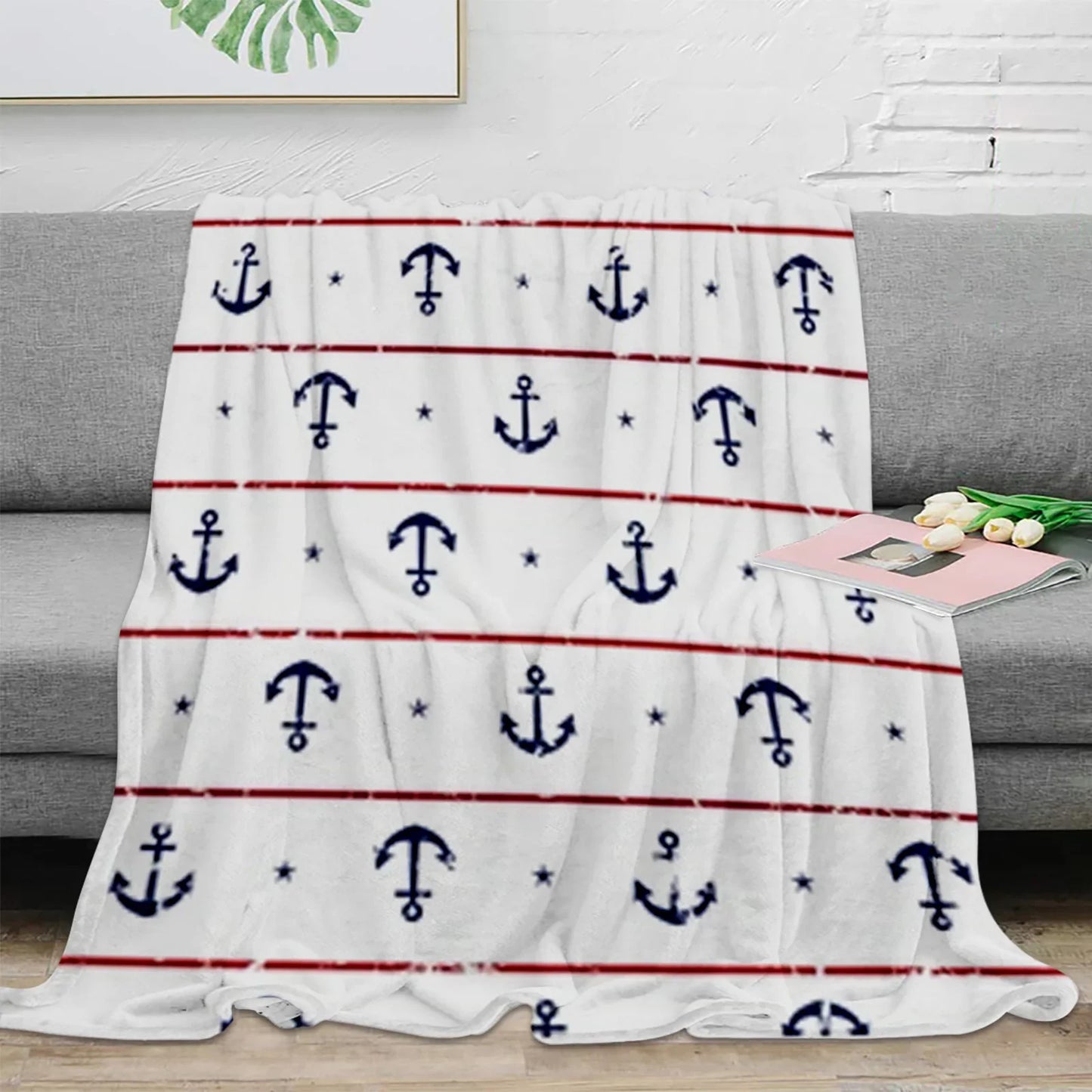 Nautical Anchor Flannel Blanket - Soft, Portable, Stylish