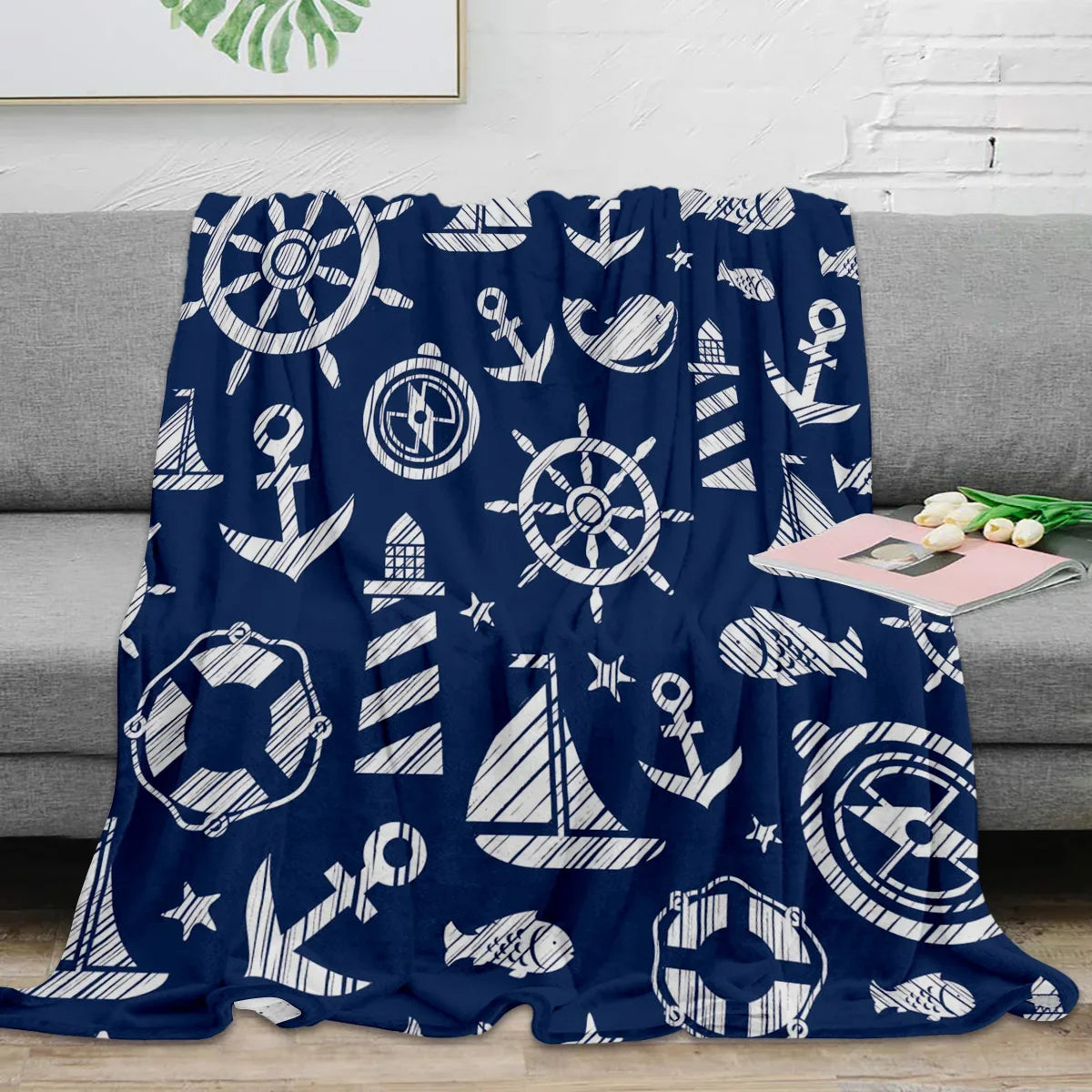 Nautical Anchor Flannel Blanket - Soft, Portable, Stylish