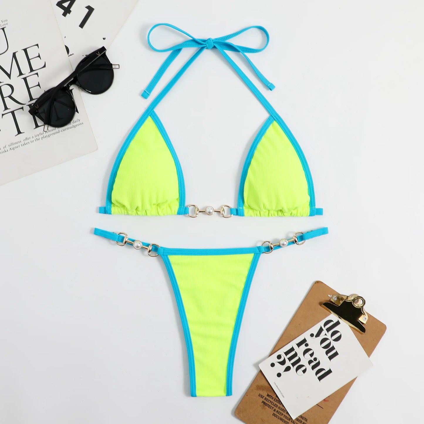 Micro mini string bikinis set- High waist thong
