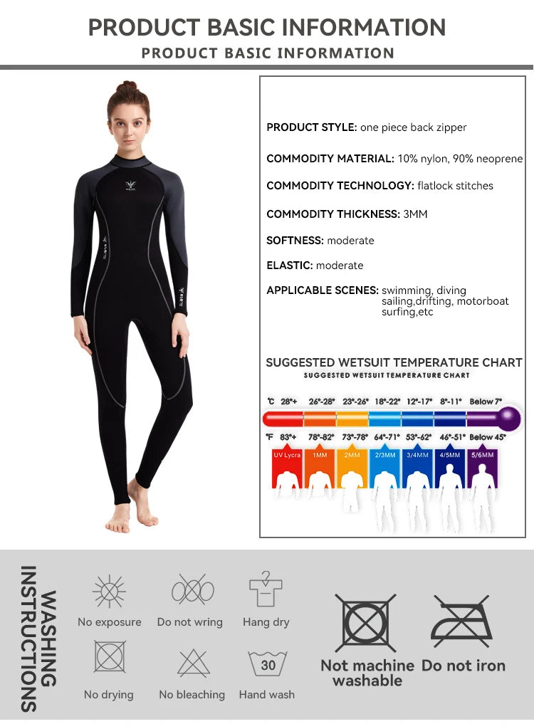 Women 3MM Neoprene Wetsuit