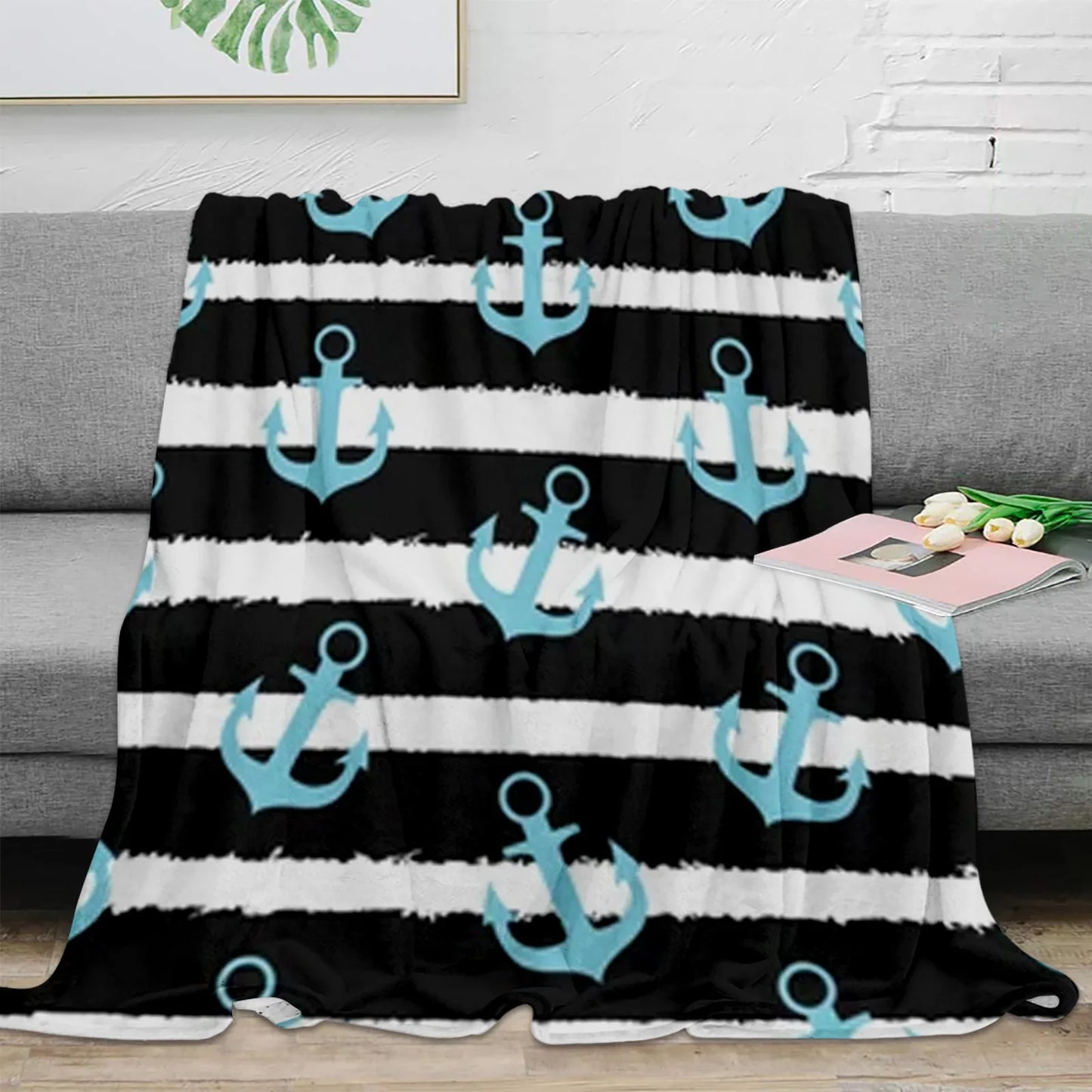 Nautical Anchor Flannel Blanket - Soft, Portable, Stylish