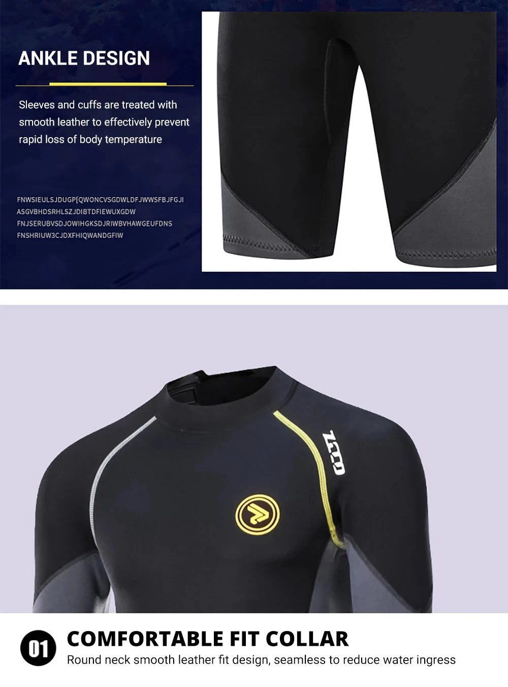 1.5mm Long Wetsuit Men Neoprene Material Warm Diving Suit Outdoor Swimming Kayaking Surfing Wetsuit