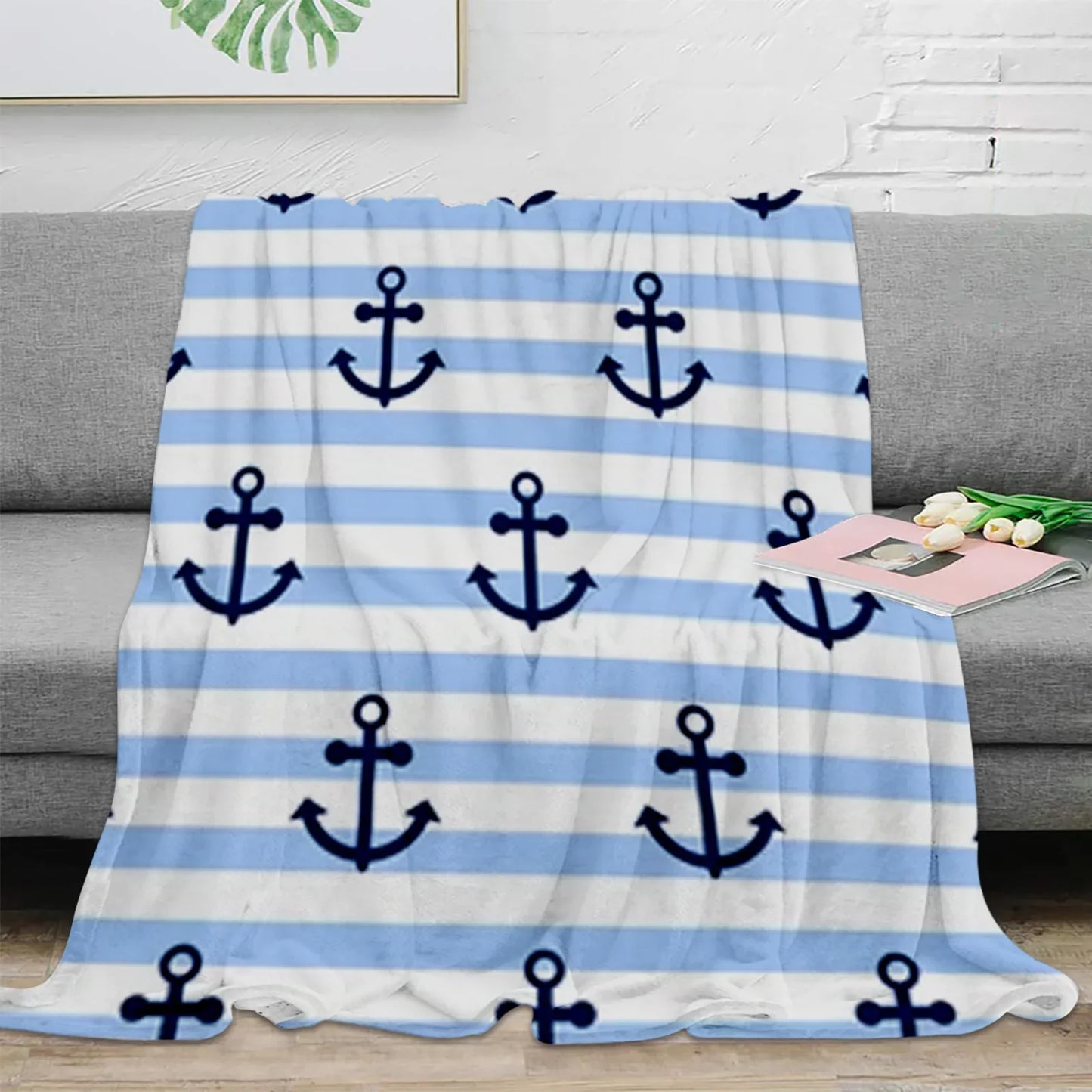 Nautical Anchor Flannel Blanket - Soft, Portable, Stylish