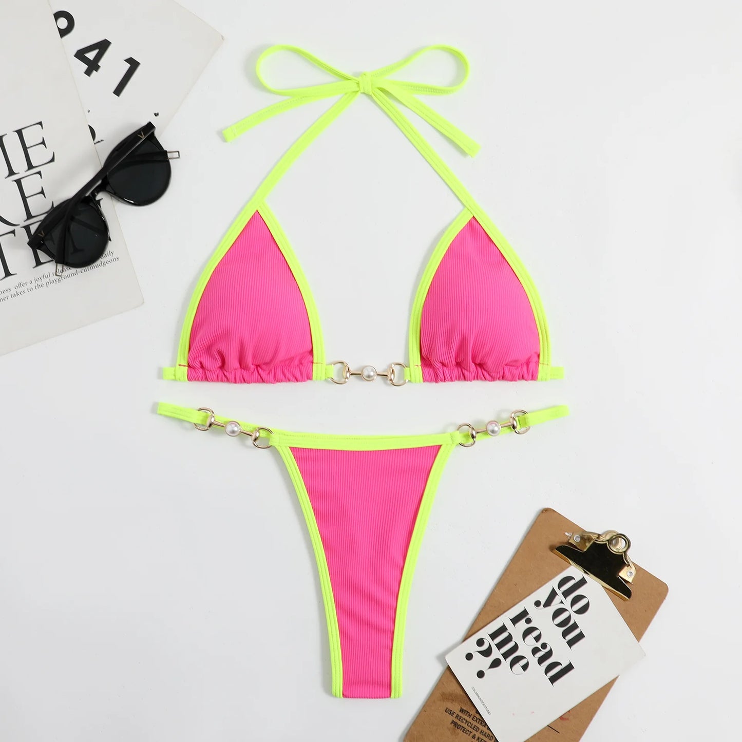 Micro mini string bikinis set- High waist thong