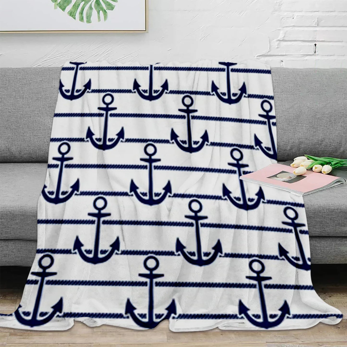 Nautical Anchor Flannel Blanket - Soft, Portable, Stylish