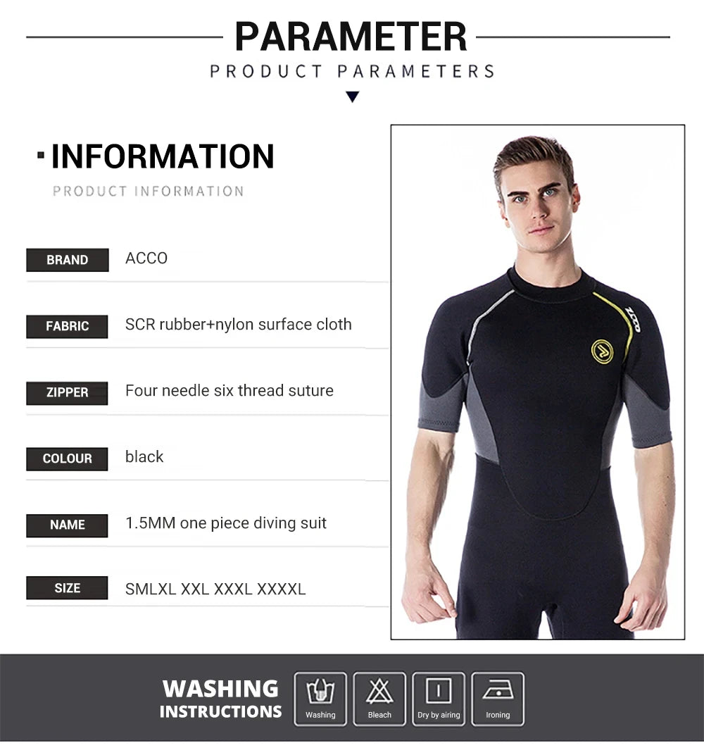 1.5mm Long Wetsuit Men Neoprene Material Warm Diving Suit Outdoor Swimming Kayaking Surfing Wetsuit