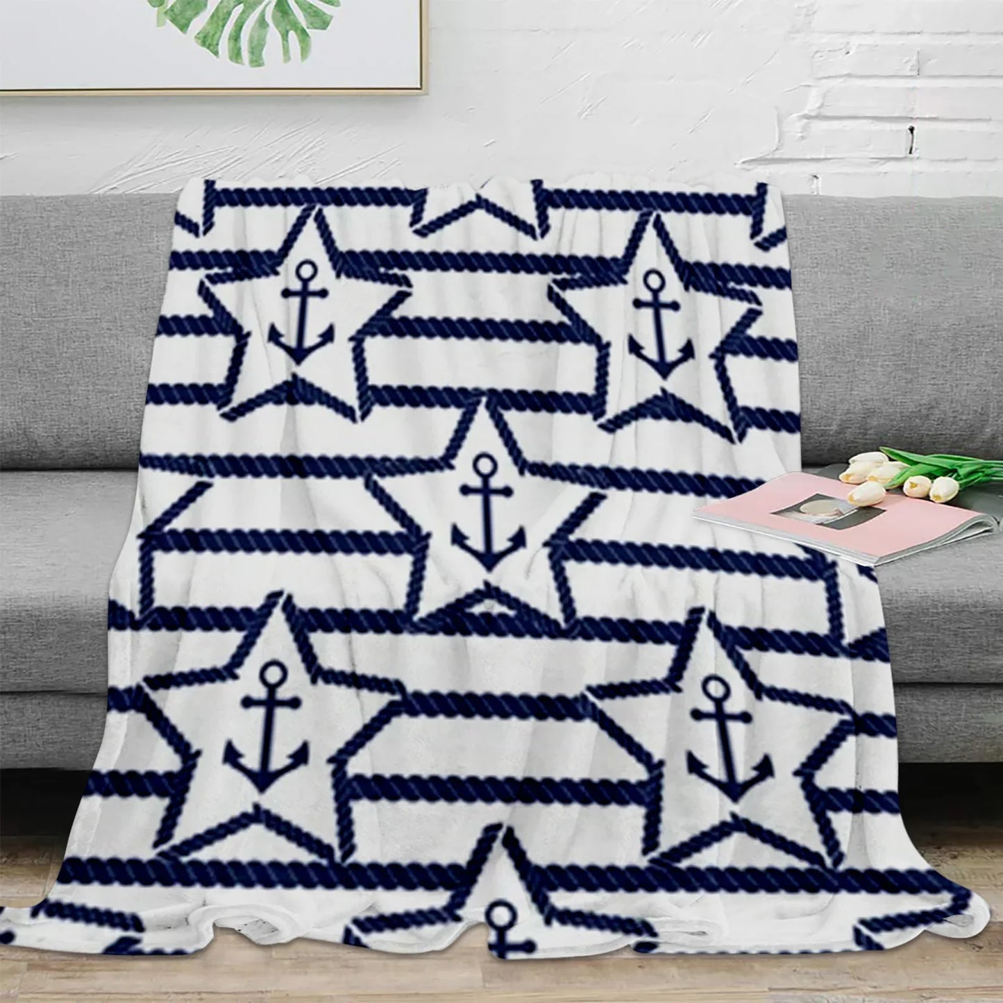 Nautical Anchor Flannel Blanket - Soft, Portable, Stylish