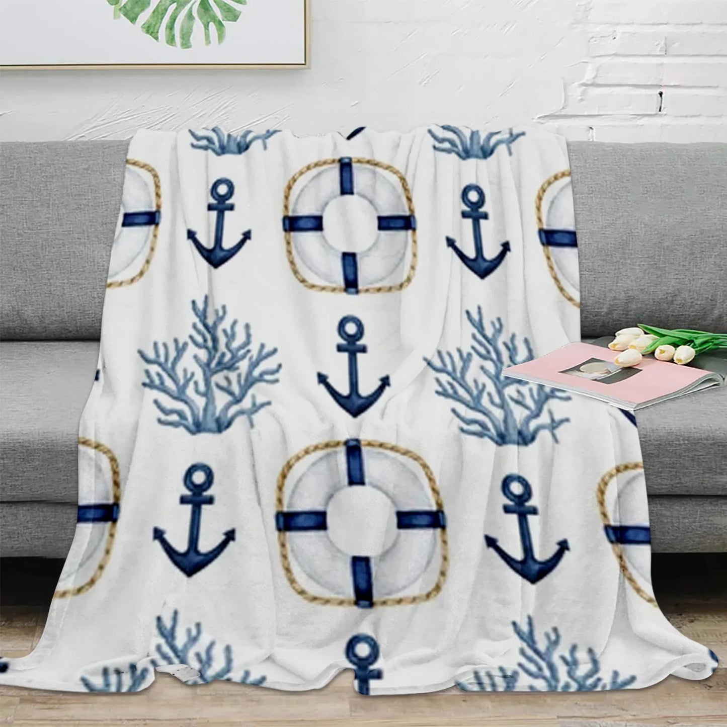 Nautical Anchor Flannel Blanket - Soft, Portable, Stylish