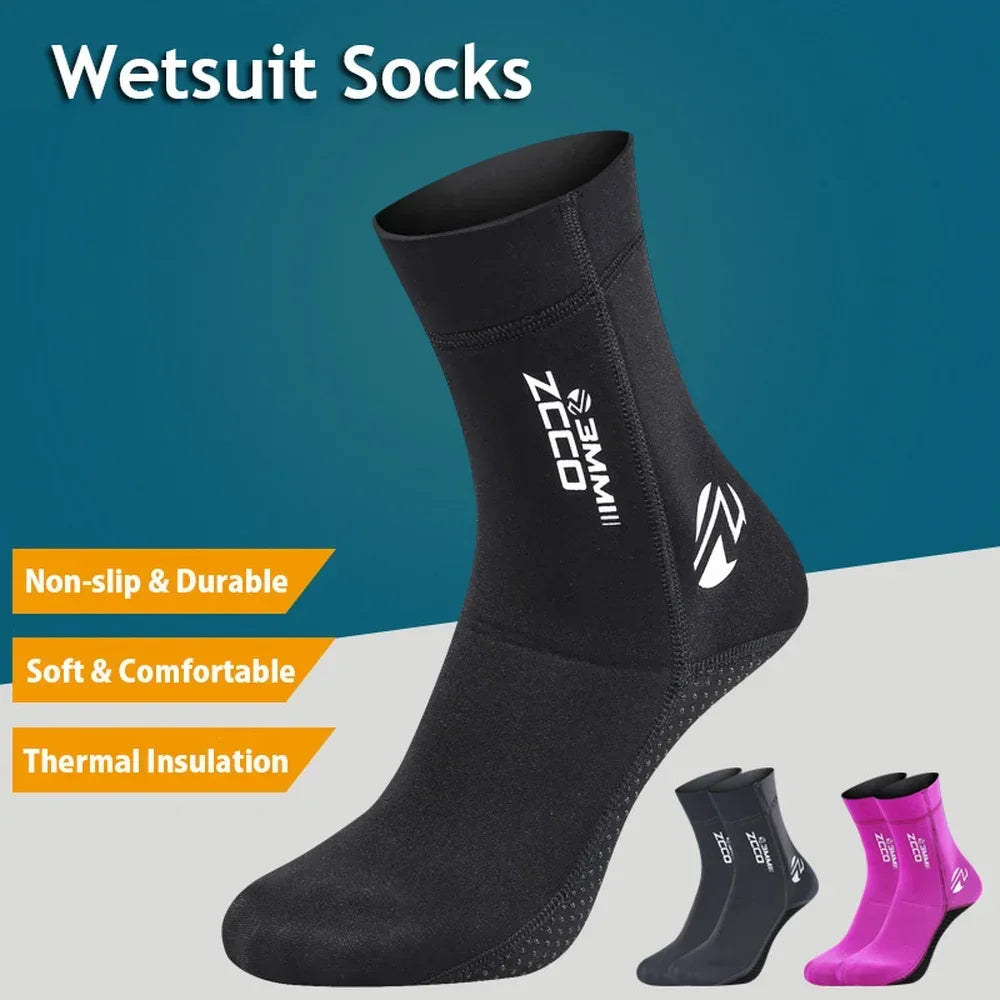 1 Pair New 3mm Neoprene Diving Socks Non-slip Adult Warm Patchwork Wetsuit Shoes Diving Surfing