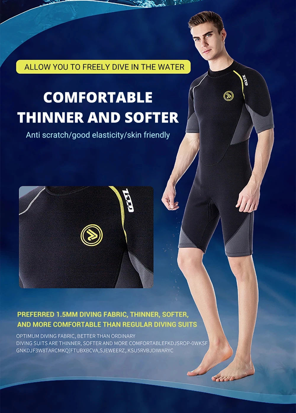 1.5mm Long Wetsuit Men Neoprene Material Warm Diving Suit Outdoor Swimming Kayaking Surfing Wetsuit