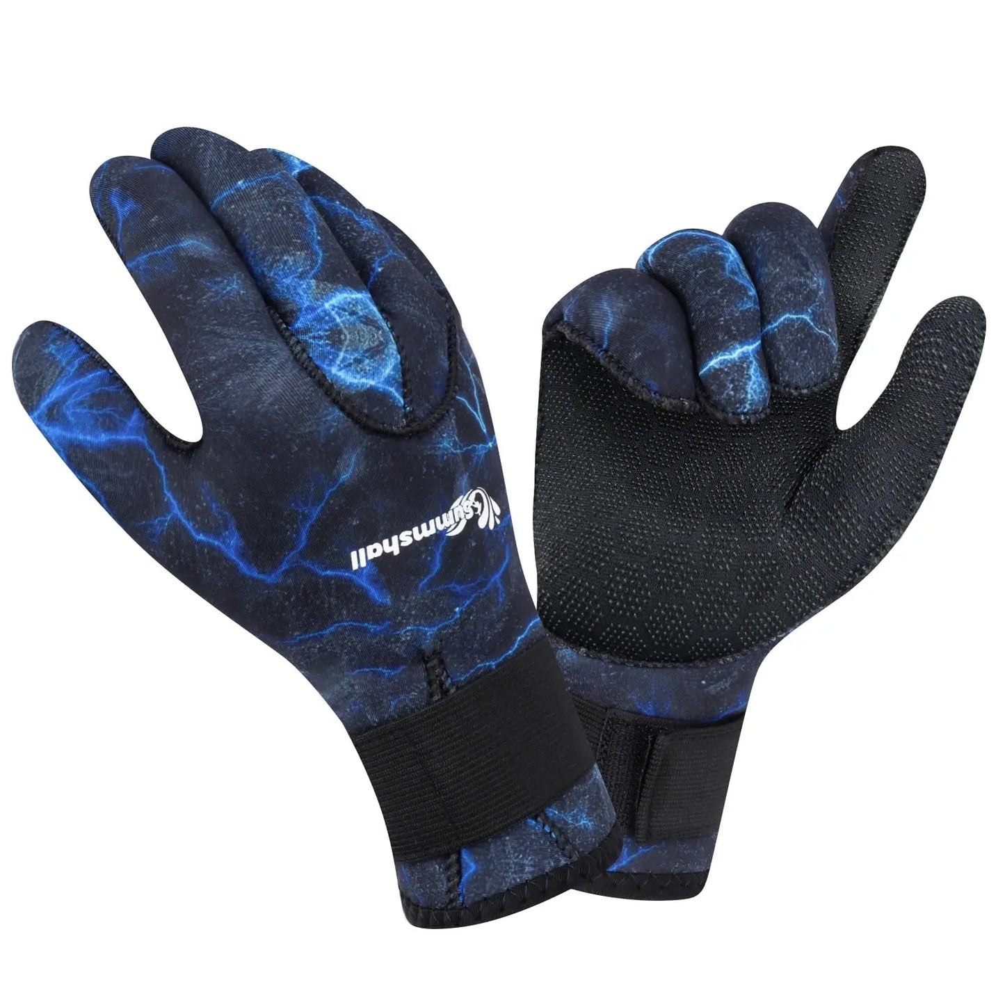 Blue Neoprene dive gloves
