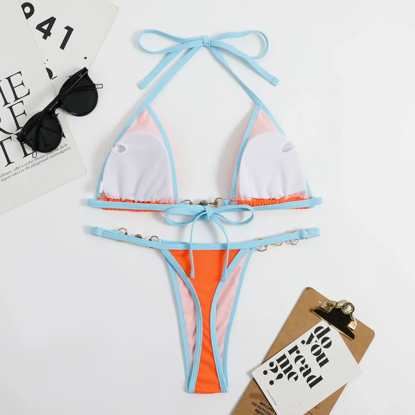 Micro mini string bikinis set- High waist thong