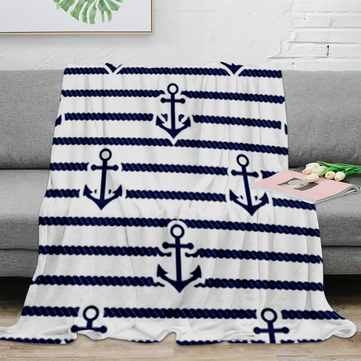 Nautical Anchor Flannel Blanket - Soft, Portable, Stylish