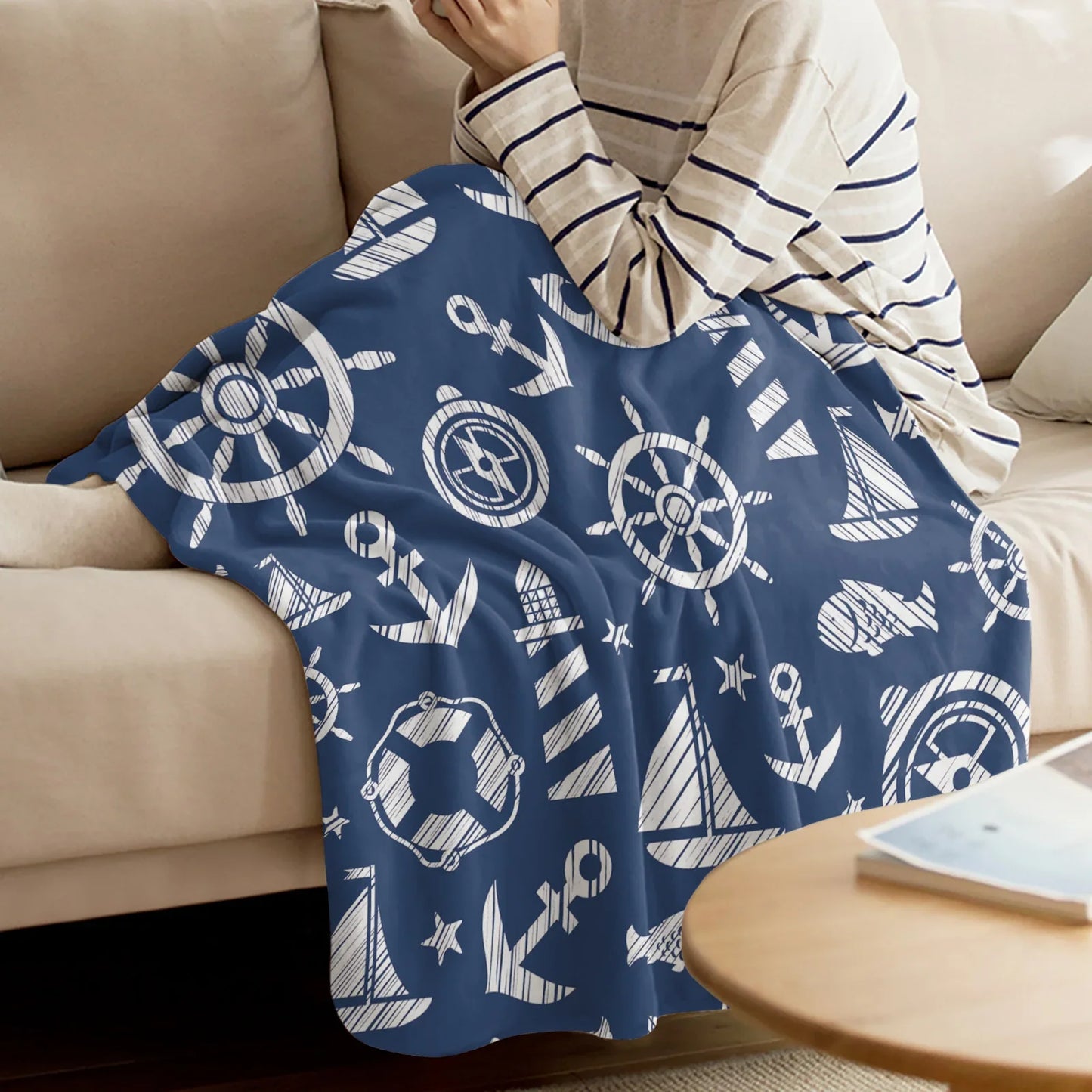 Nautical Anchor Flannel Blanket - Soft, Portable, Stylish