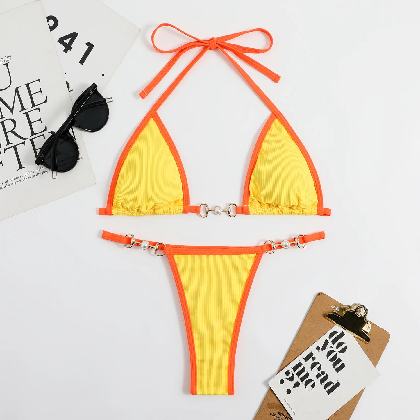 Micro mini string bikinis set- High waist thong