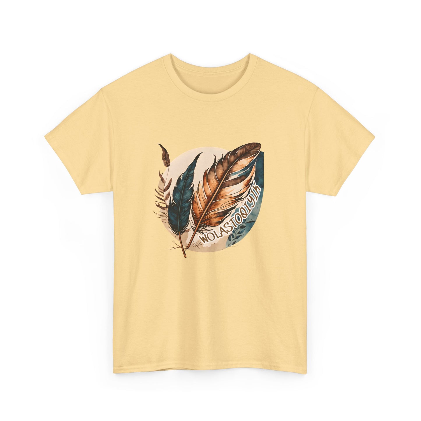 Wolastoqey Wolastoqiyik Maliseet Feather Unisex Heavy Cotton Tee.