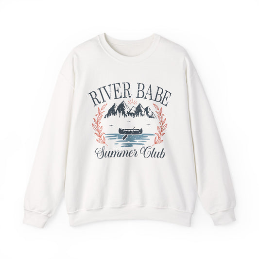 River Babe Crewneck Sweatshirt — Vintage Canoe Lake Design