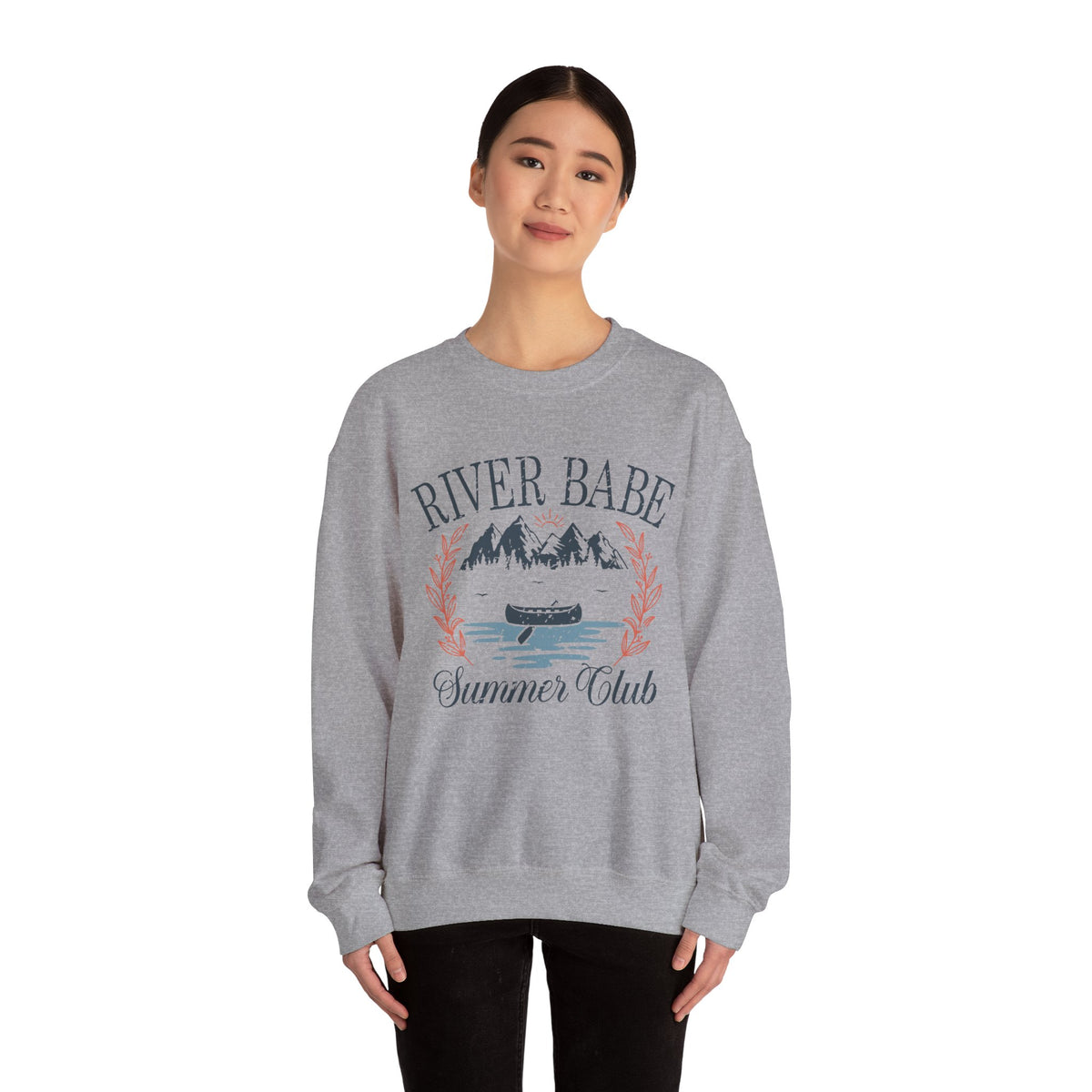 River Babe Crewneck Sweatshirt — Vintage Canoe Lake Design