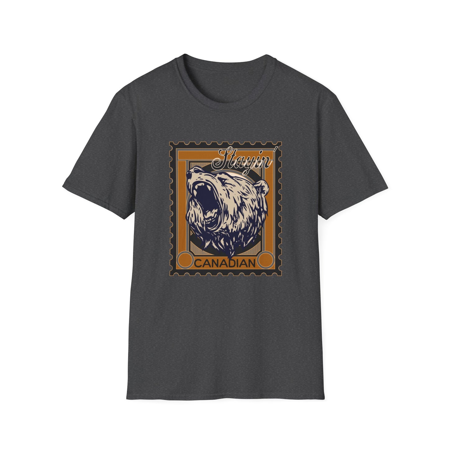 Stayin' Canadian Grizzly Bear Stamp Unisex T-Shirt - The Snarky Pirate