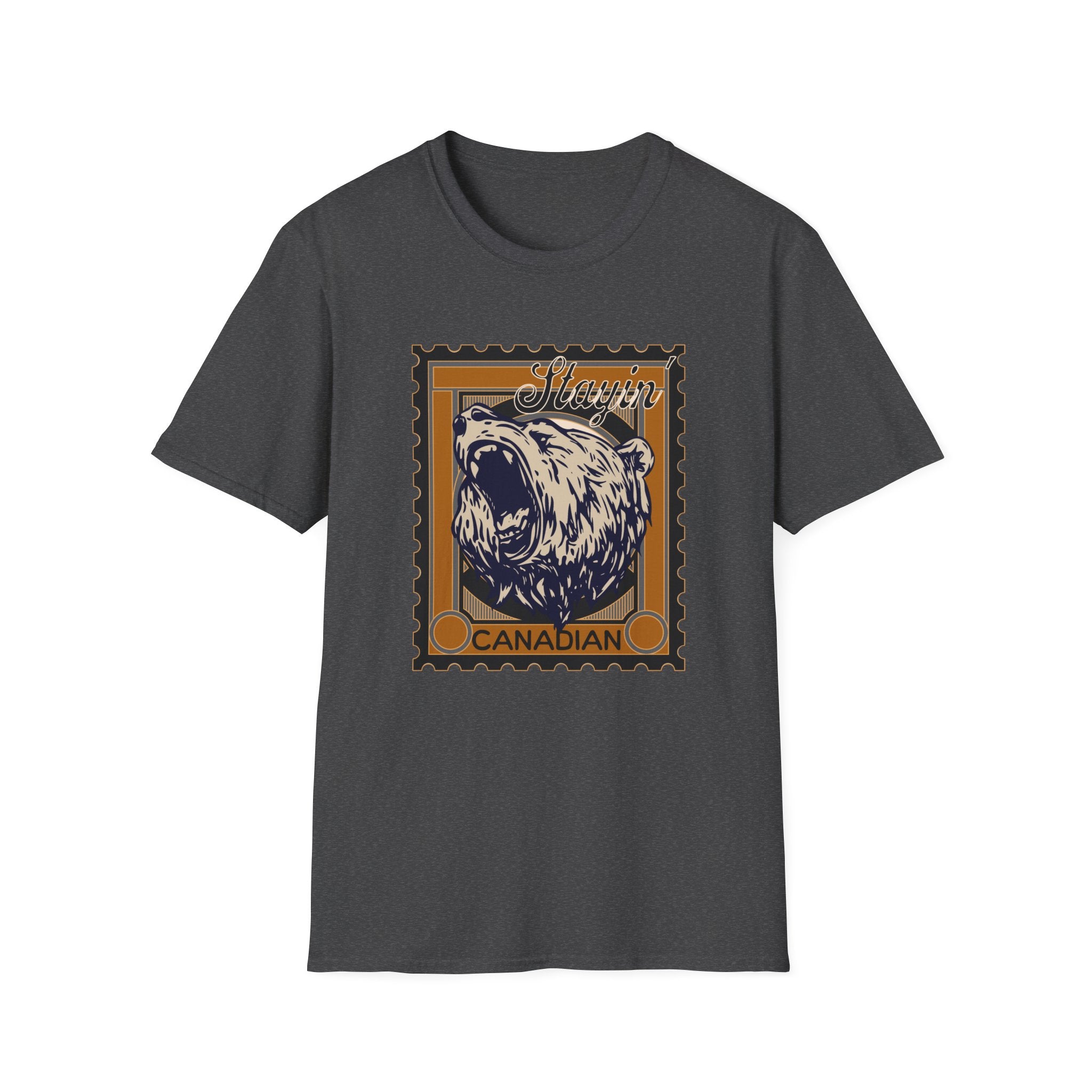 Stayin' Canadian Grizzly Bear Stamp Unisex T-Shirt - The Snarky Pirate