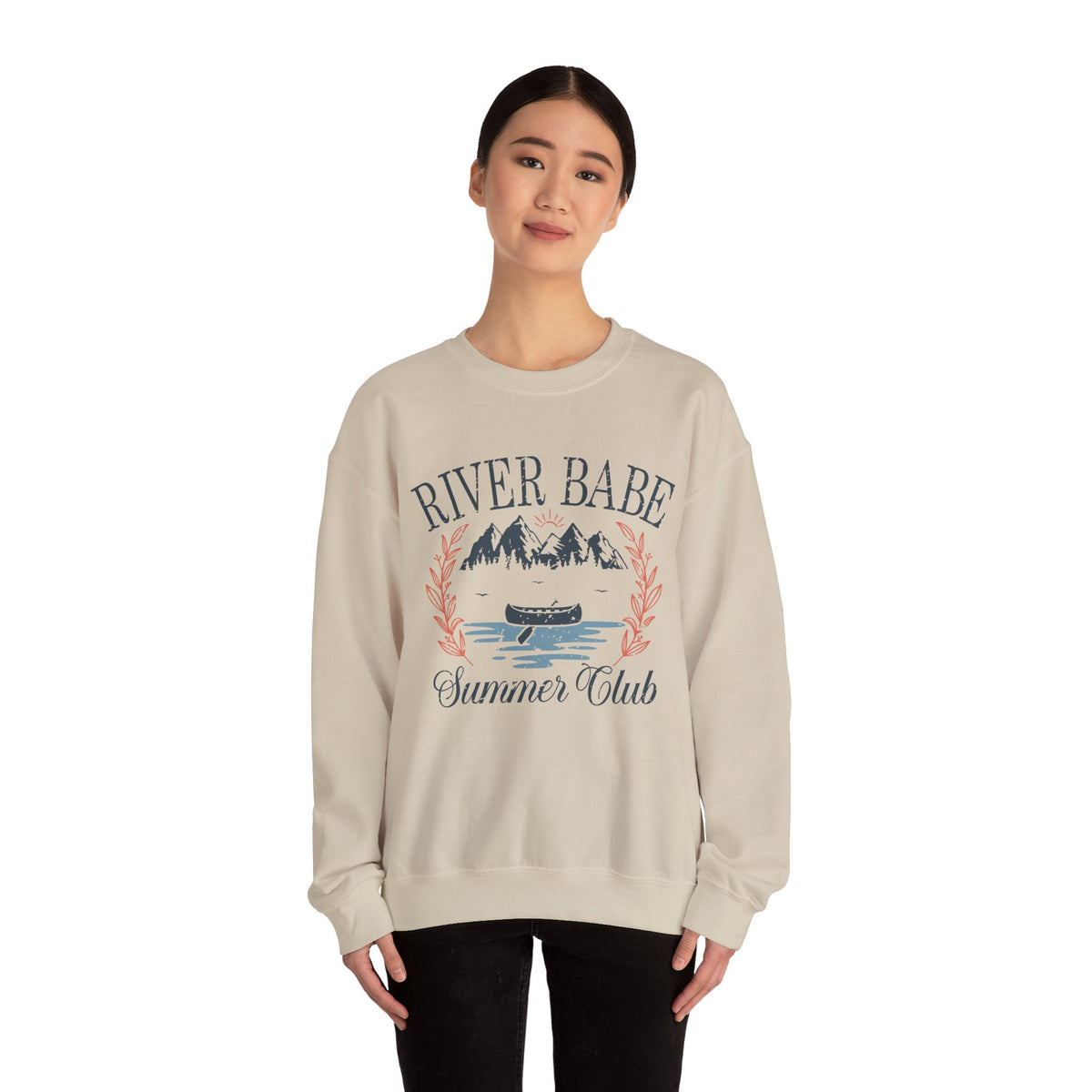 River Babe Crewneck Sweatshirt — Vintage Canoe Lake Design