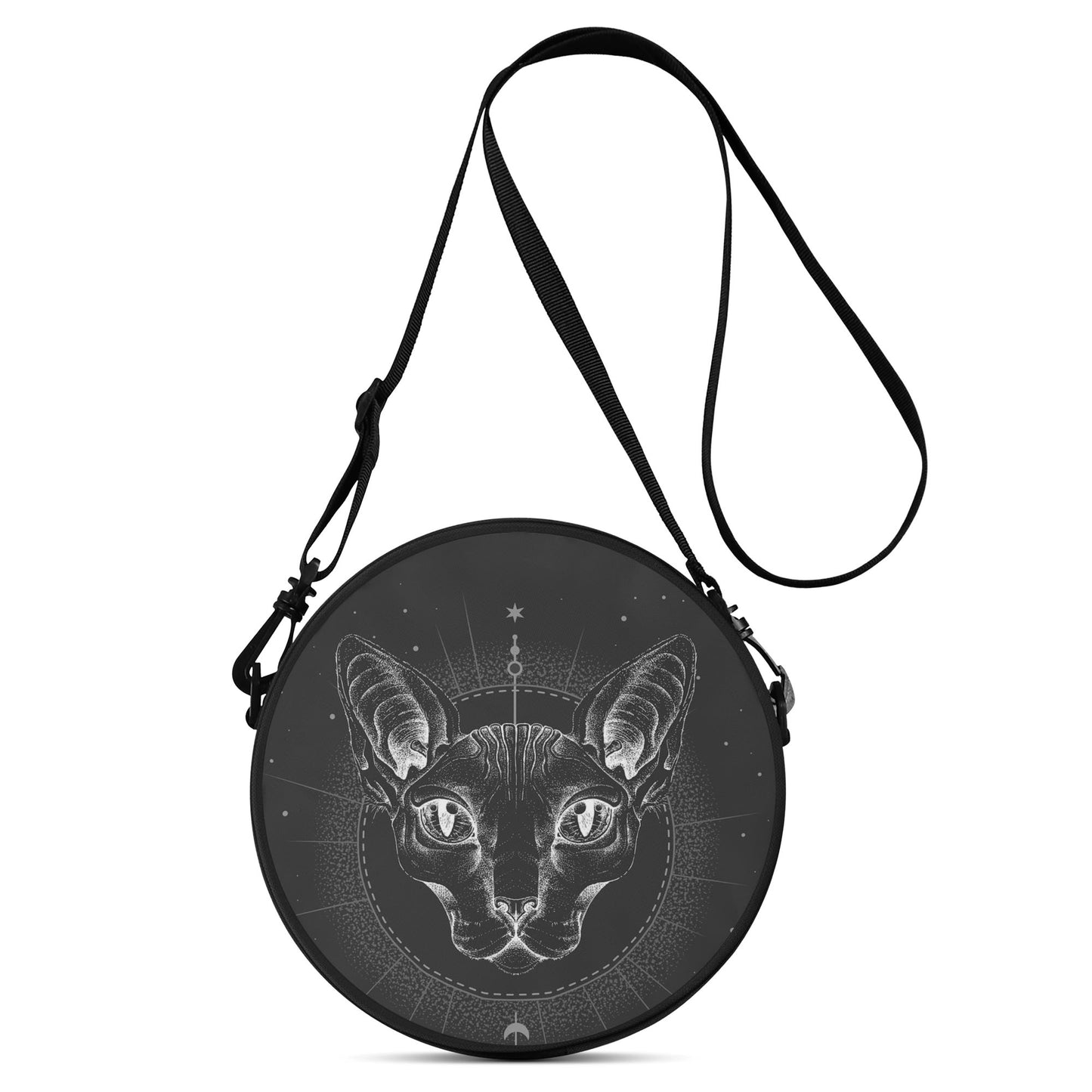 Black Cat Magic Round Satchel Bag.
