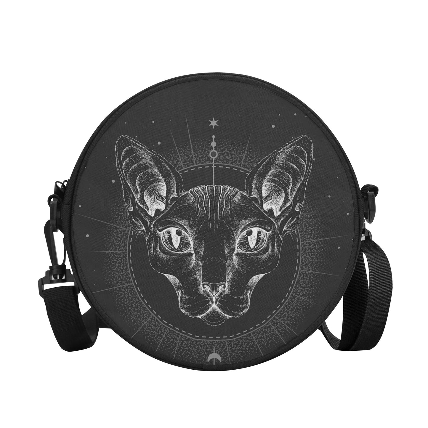 Black Cat Magic Round Satchel Bag.