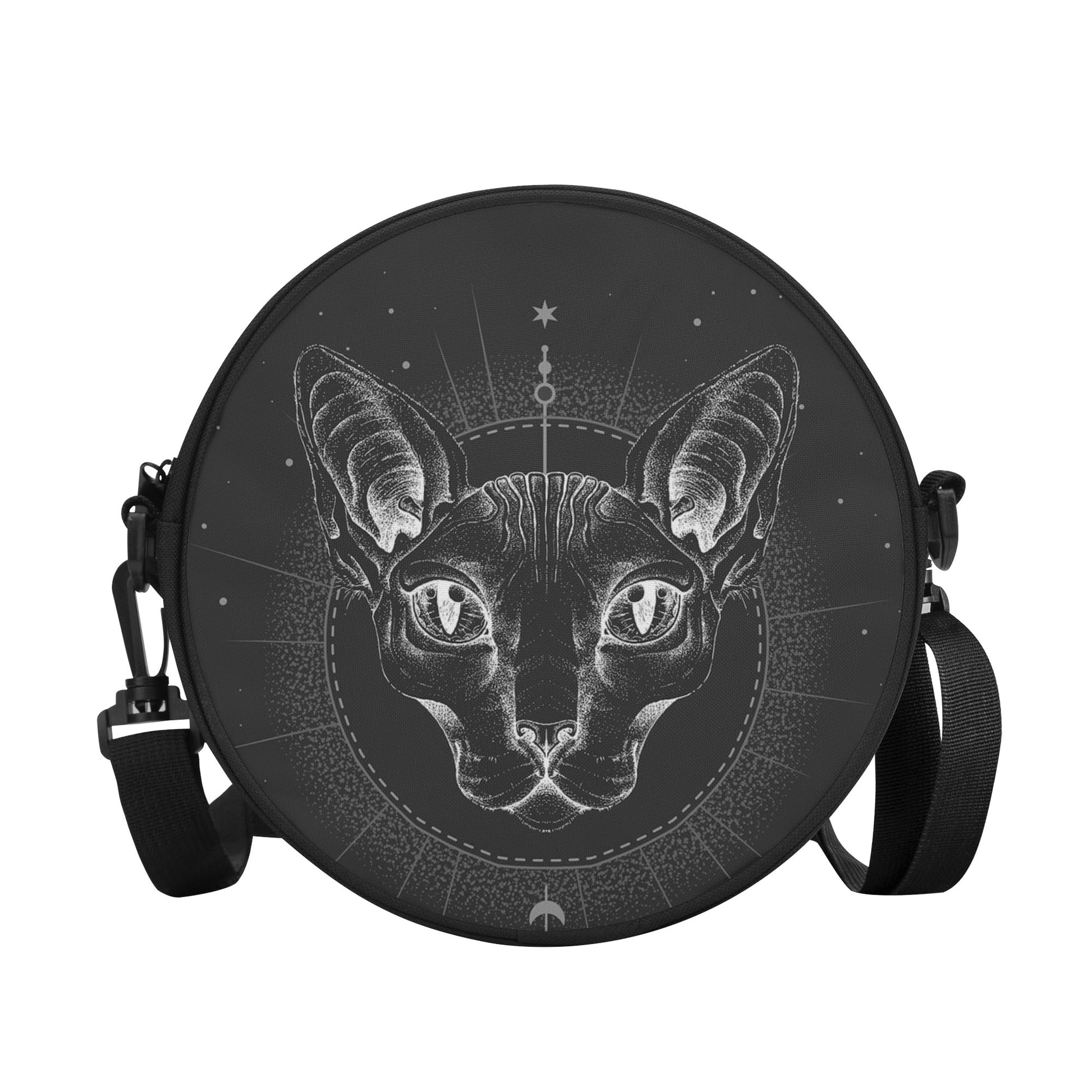 Black Cat Magic Round Satchel Bag.